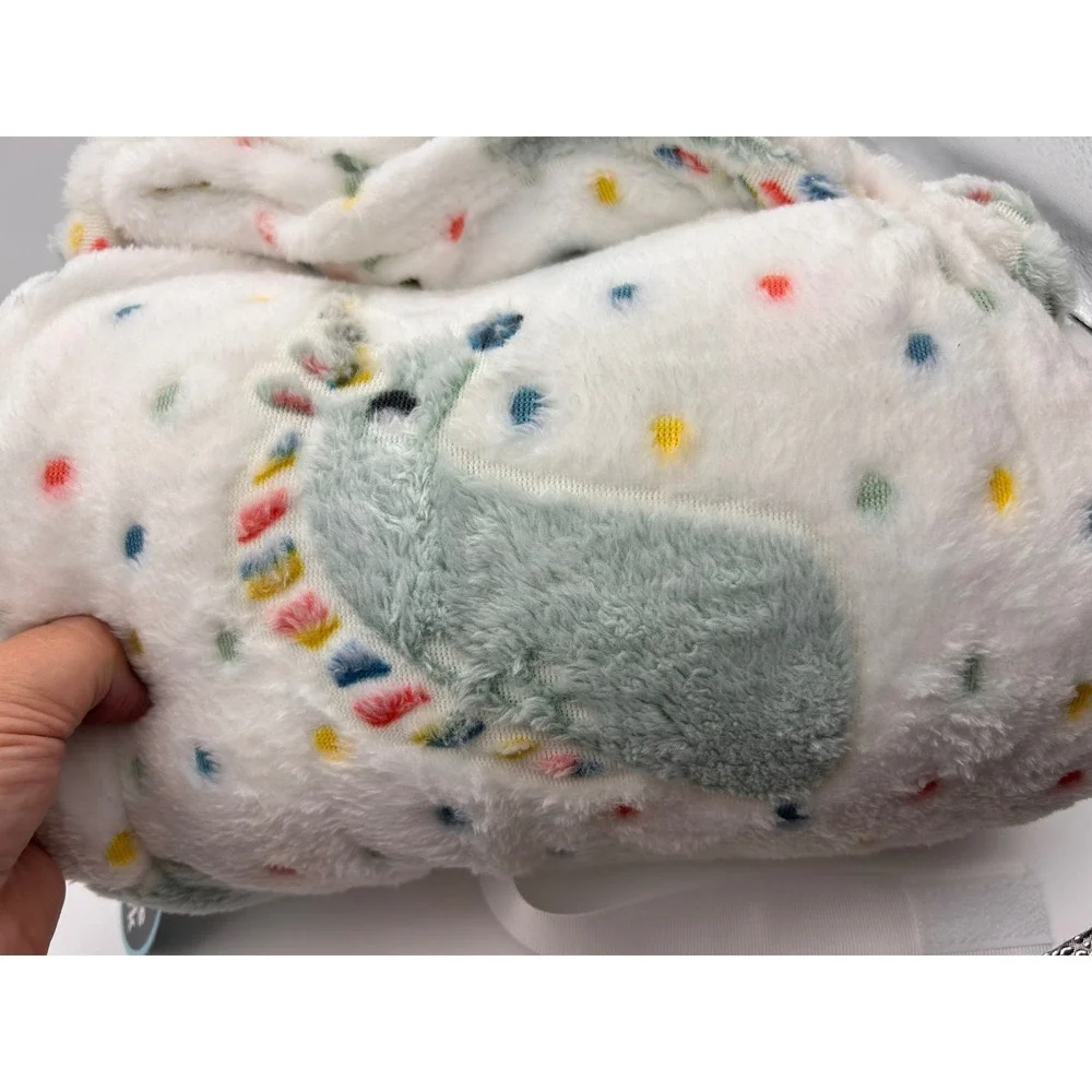Glow in the Dark unicorn Plush Throw Blanket White Polka Dot Soft Fleece Kids